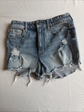 eunina Light Blue Distressed Denim Cutoff Shorts